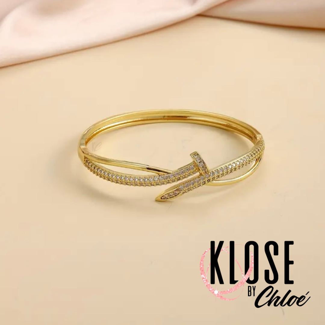 LISA Diamond Cross-Over Open Clasp Bangle