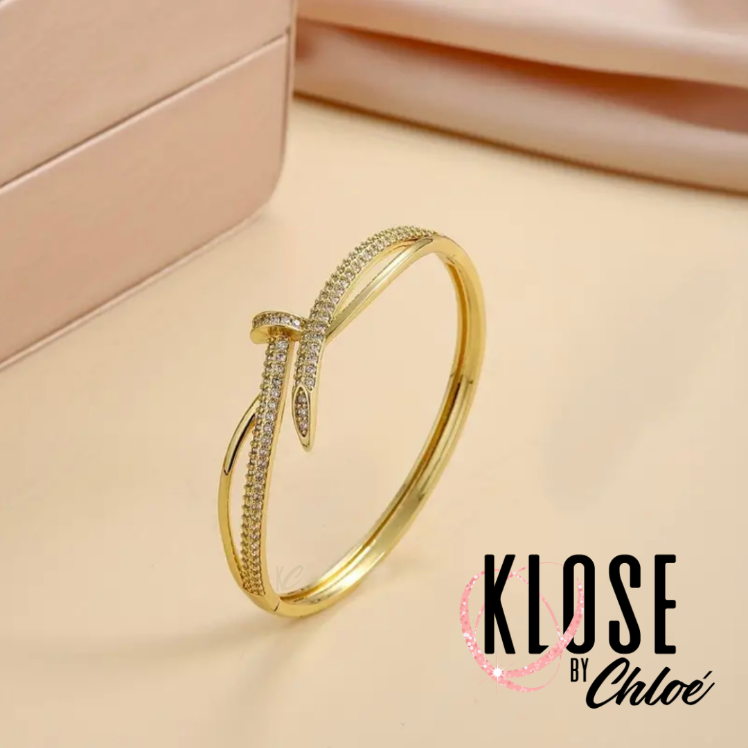 LISA Diamond Cross-Over Open Clasp Bangle