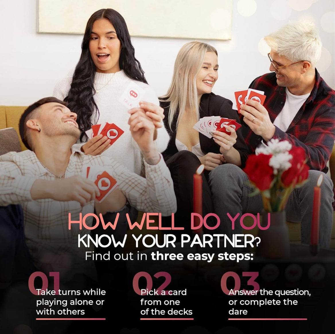 Romantic Couples Game (3-Pack): Talk, Flirt & Dare