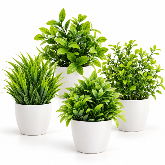 4-Pack Mini Artificial Potted Plants